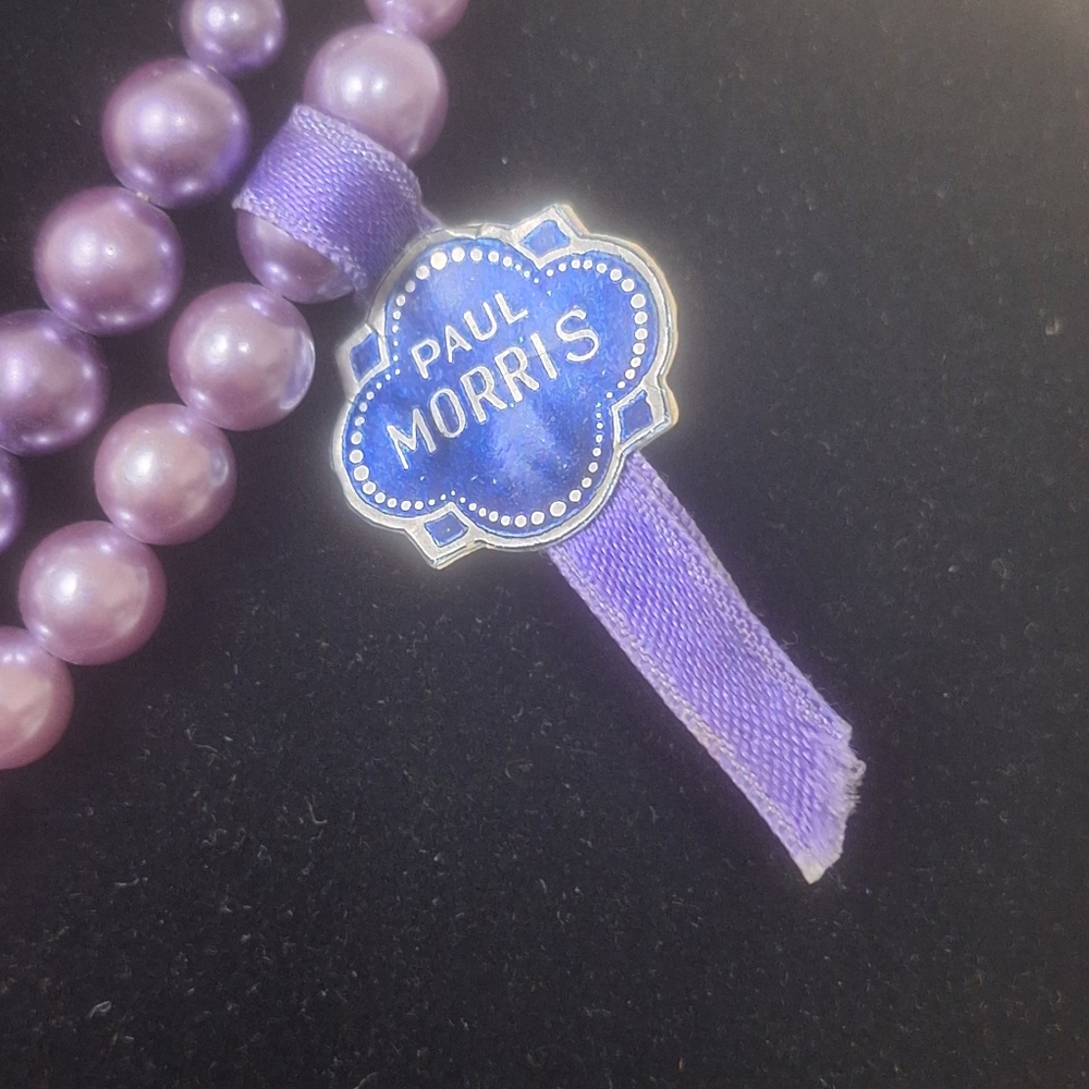 VTG Paul Morris 2 Strand Simulated Pearls Lavender & Dark Purple 16" Necklace - Picture 3 of 10